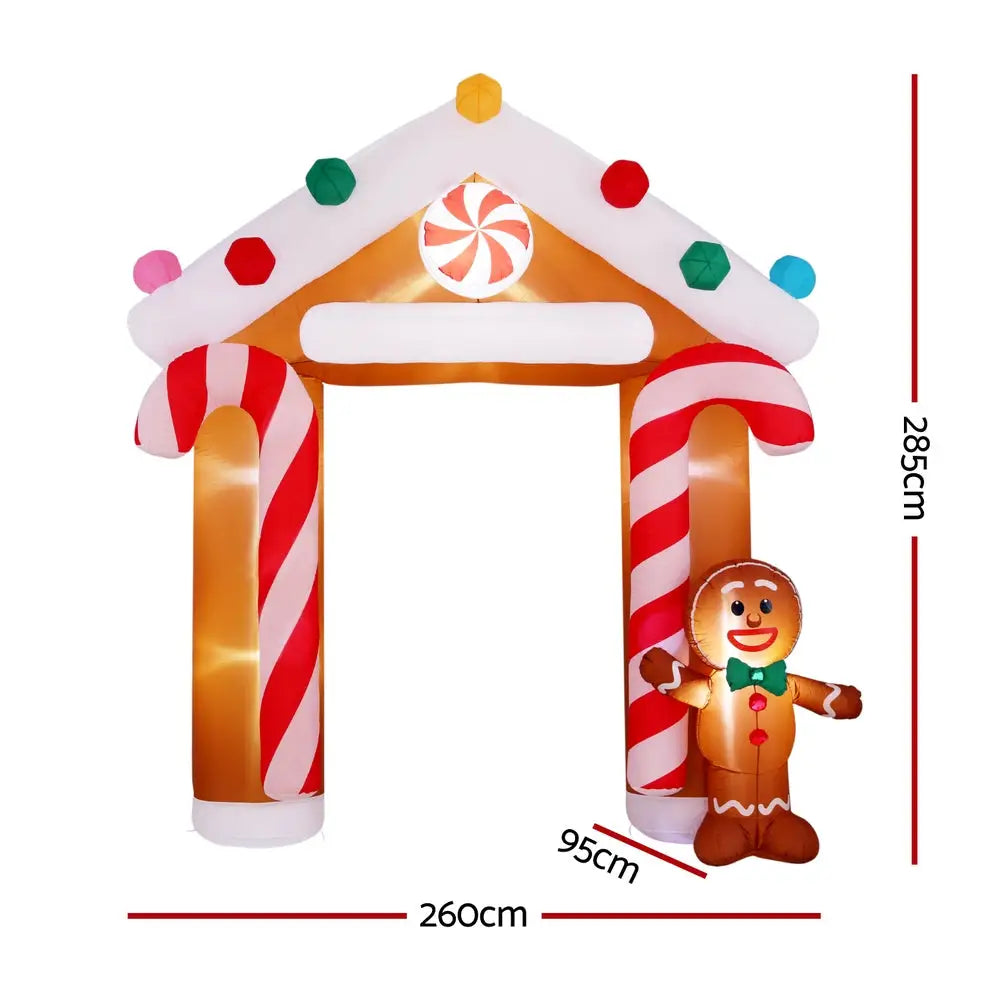 Jingle Jollys Christmas Inflatable Archwary Ginger 2.8M Illuminated Decorations - Occasions > Christmas > Christmas