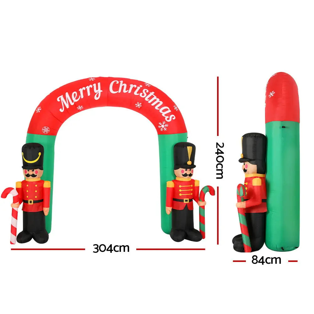Jingle Jollys Christmas Inflatable Archwary Nutcracker 3M Illuminated Decorations - Occasions > Christmas > Christmas