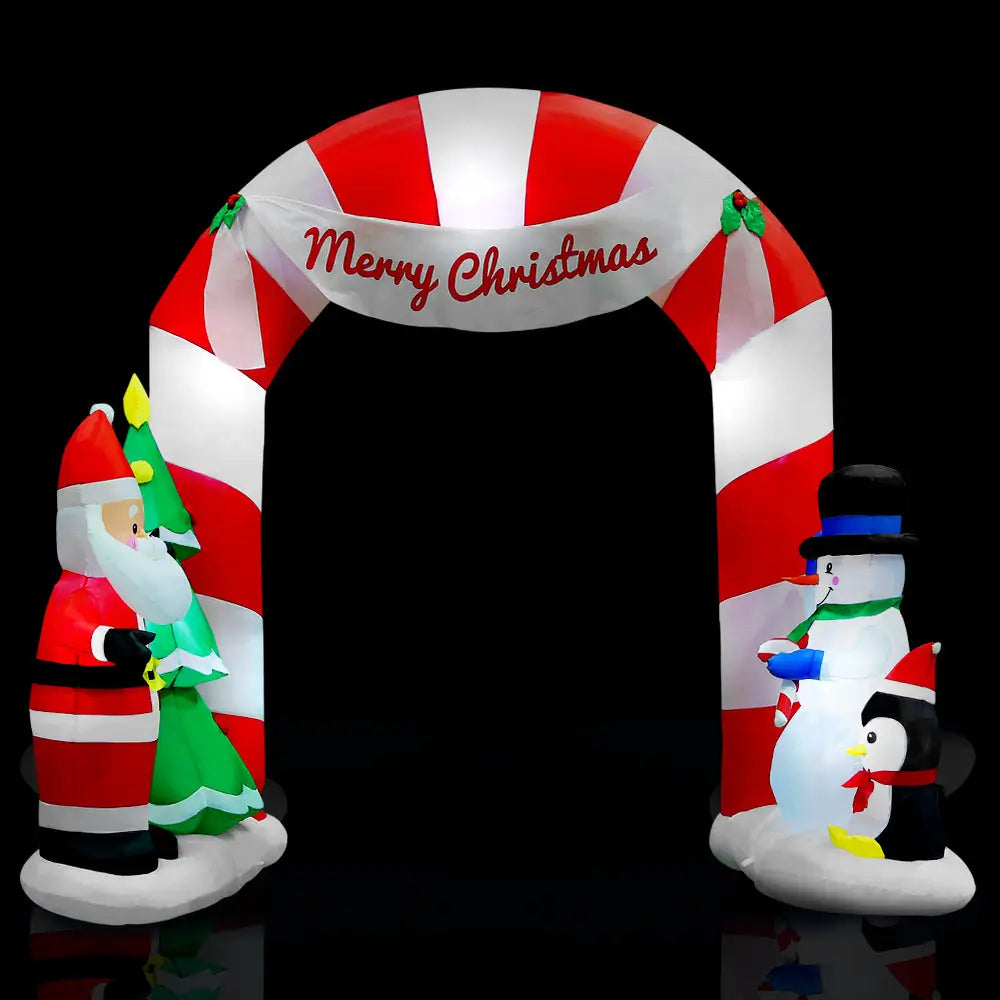 Jingle Jollys Christmas Inflatable Archwary Santa 3M Illuminated Decorations - Occasions > Christmas > Christmas