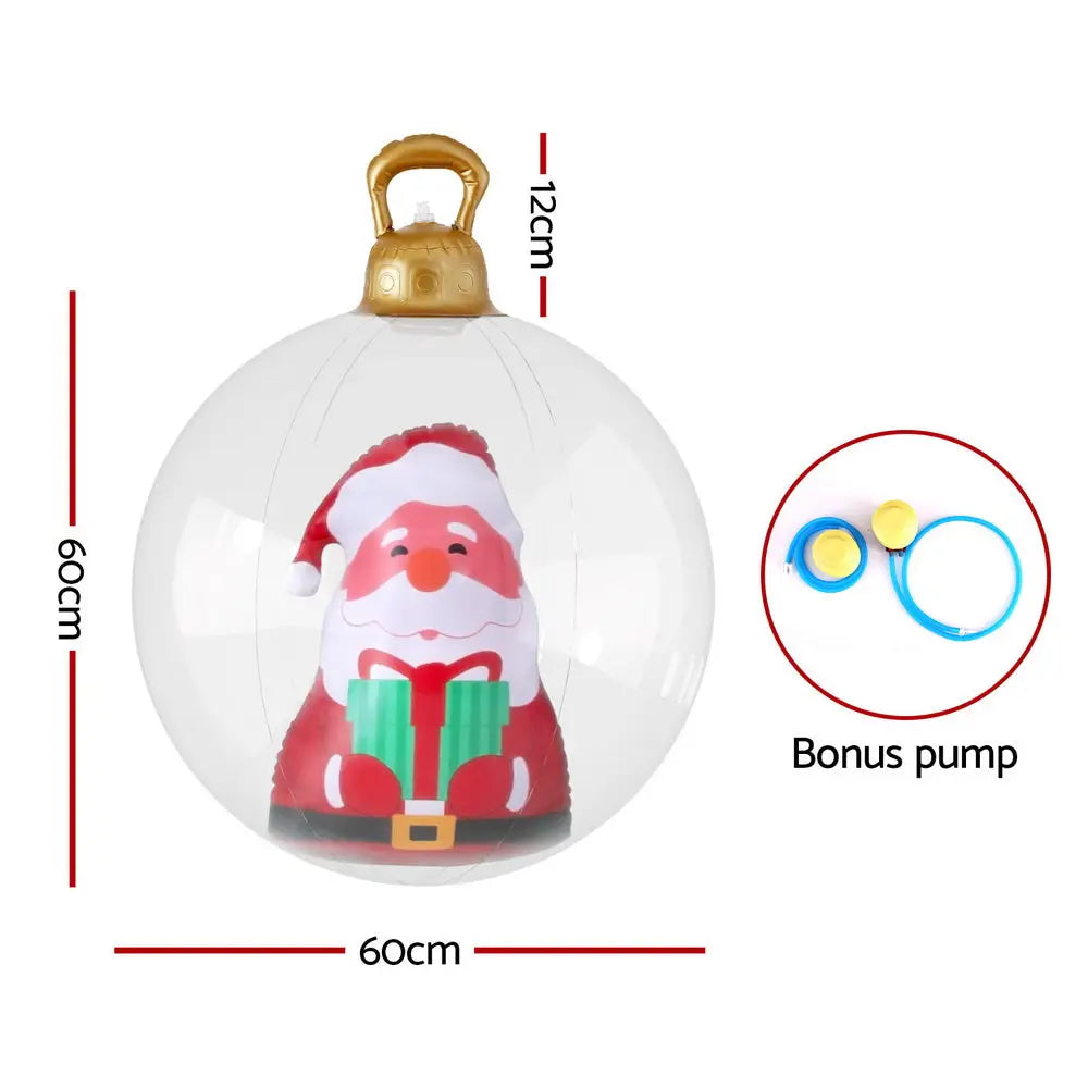Jingle Jollys Christmas Inflatable Ball 60cm Santa Decoration Giant Bauble Clear - Occasions > Christmas > Christmas