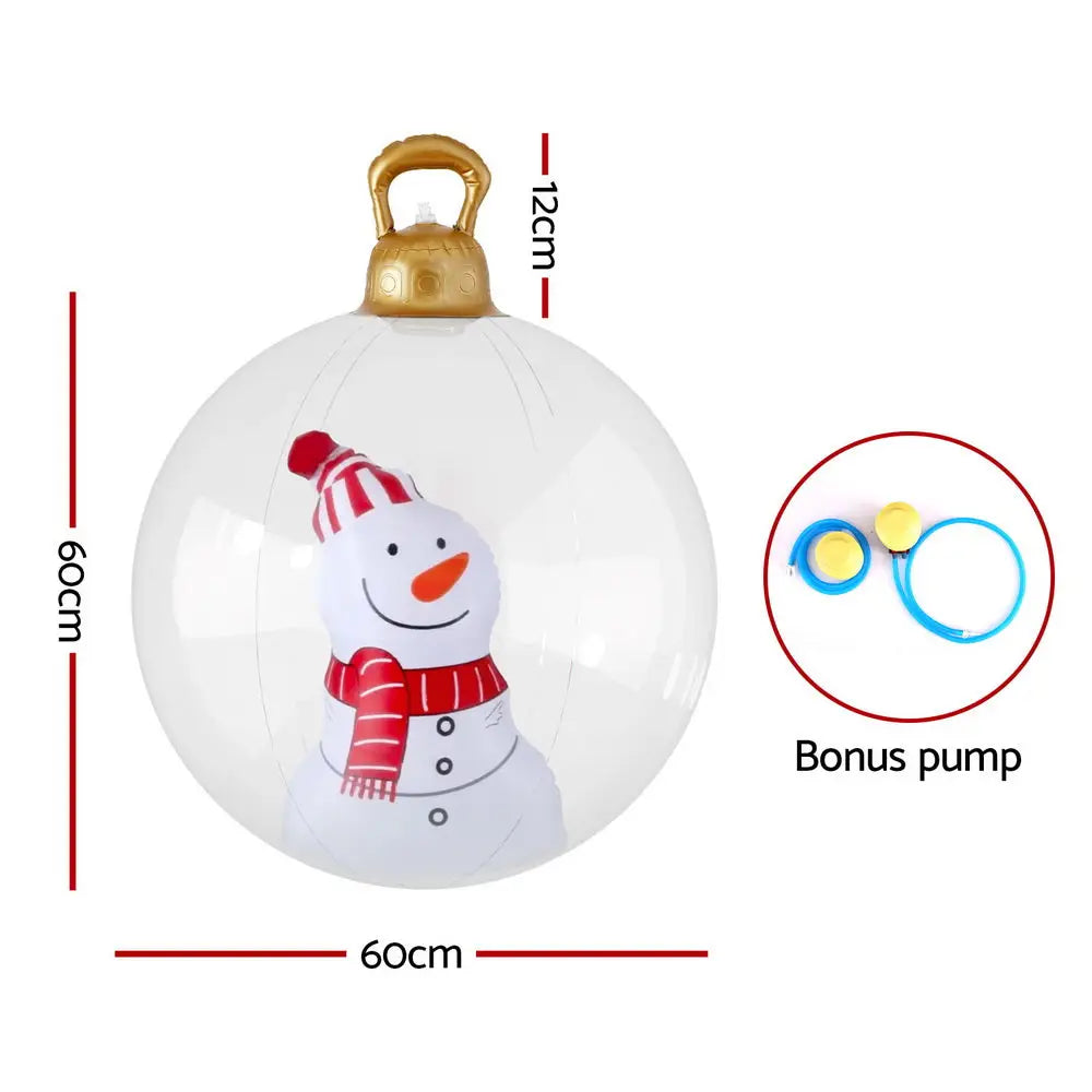 Jingle Jollys Christmas Inflatable Ball 60cm Snowman Decoration Giant Bauble - Occasions > Christmas > Christmas