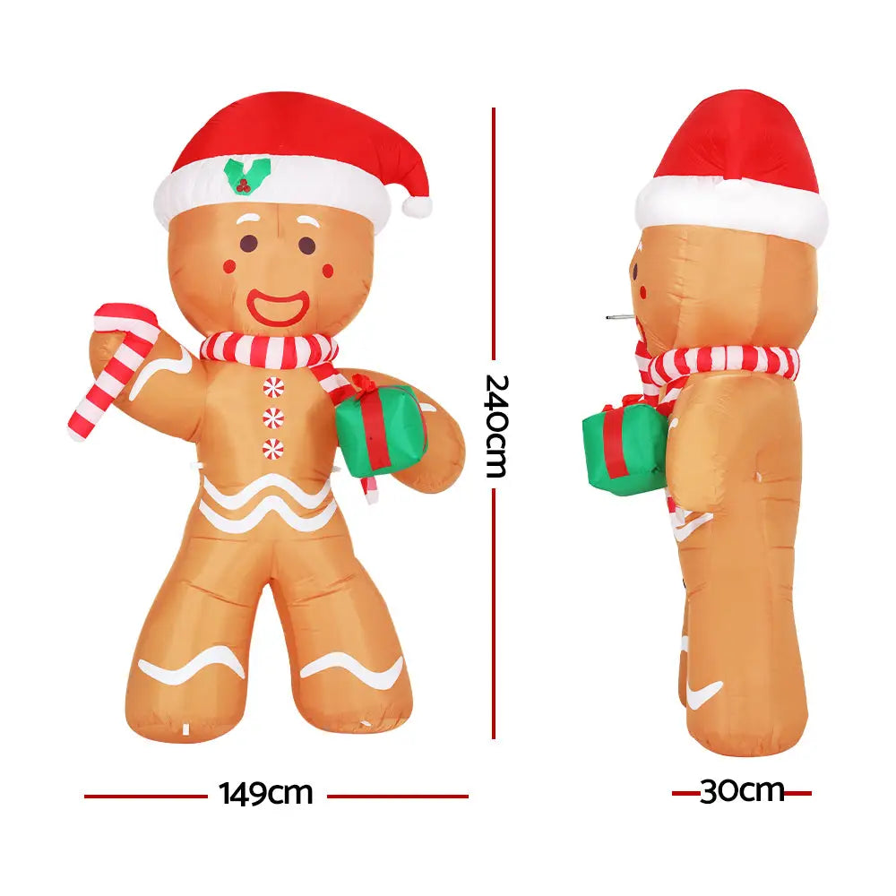 Jingle Jollys Christmas Inflatable Gingerbread Man 2.4M Illuminated Decorations - Occasions > Christmas > Christmas