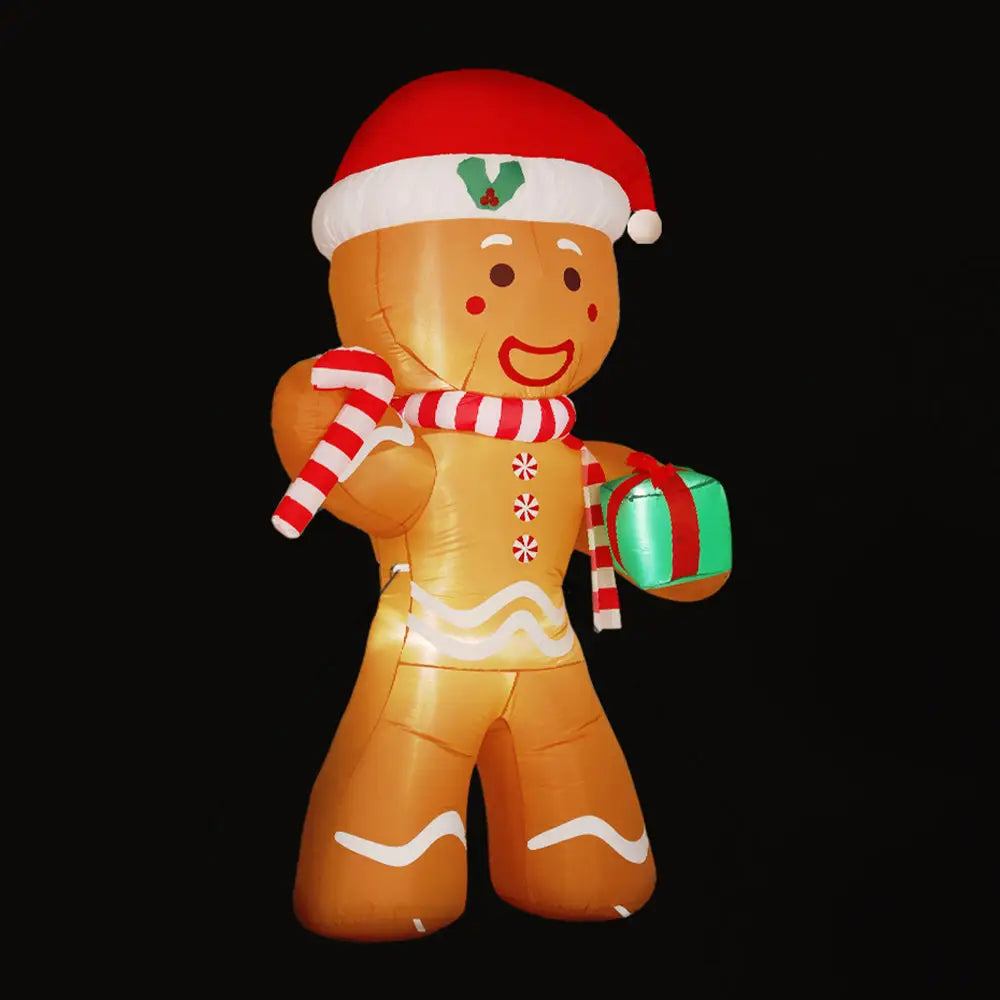Jingle Jollys Christmas Inflatable Gingerbread Man 2.4M Illuminated Decorations - Occasions > Christmas > Christmas