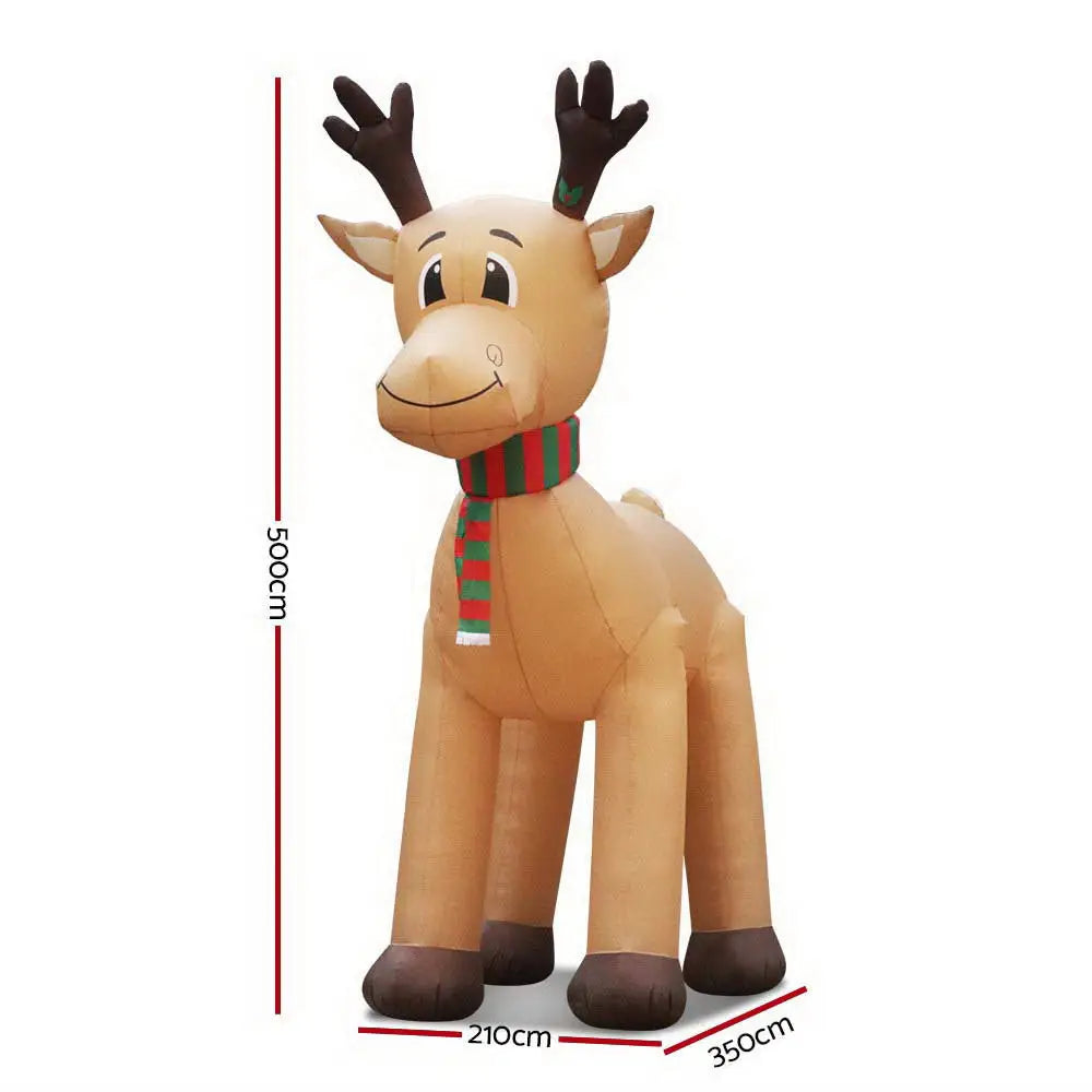 Jingle Jollys Christmas Inflatable Reindeer 5M Illuminated Decorations - Occasions > Christmas > Christmas Decorations