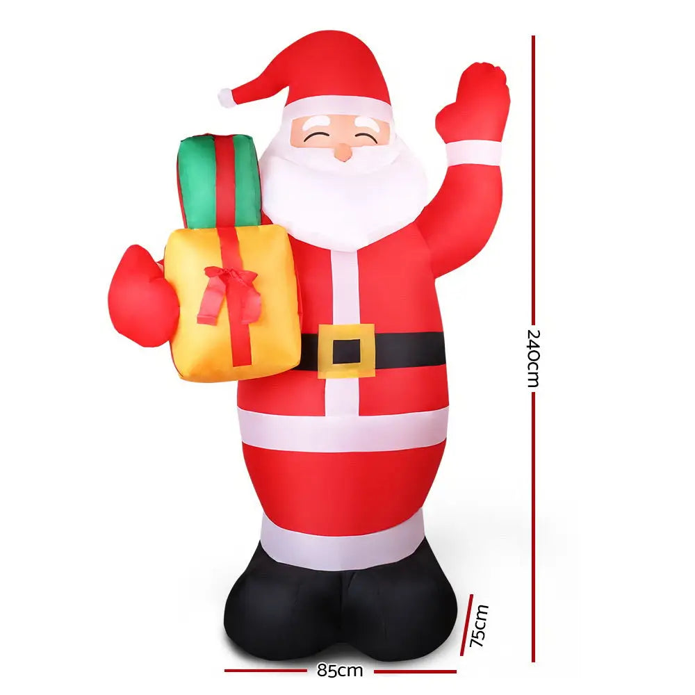Jingle Jollys Christmas Inflatable Santa 2.4M Illuminated Decorations - Occasions > Christmas > Christmas Decorations