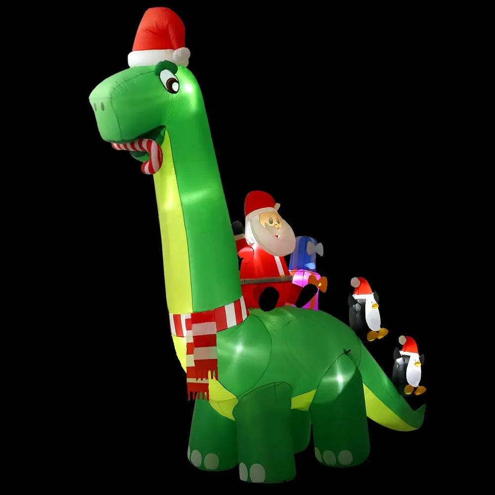 Jingle Jollys Christmas Inflatable Santa Dinosaur 3.8M Illuminated Decorations - Occasions > Christmas > Christmas
