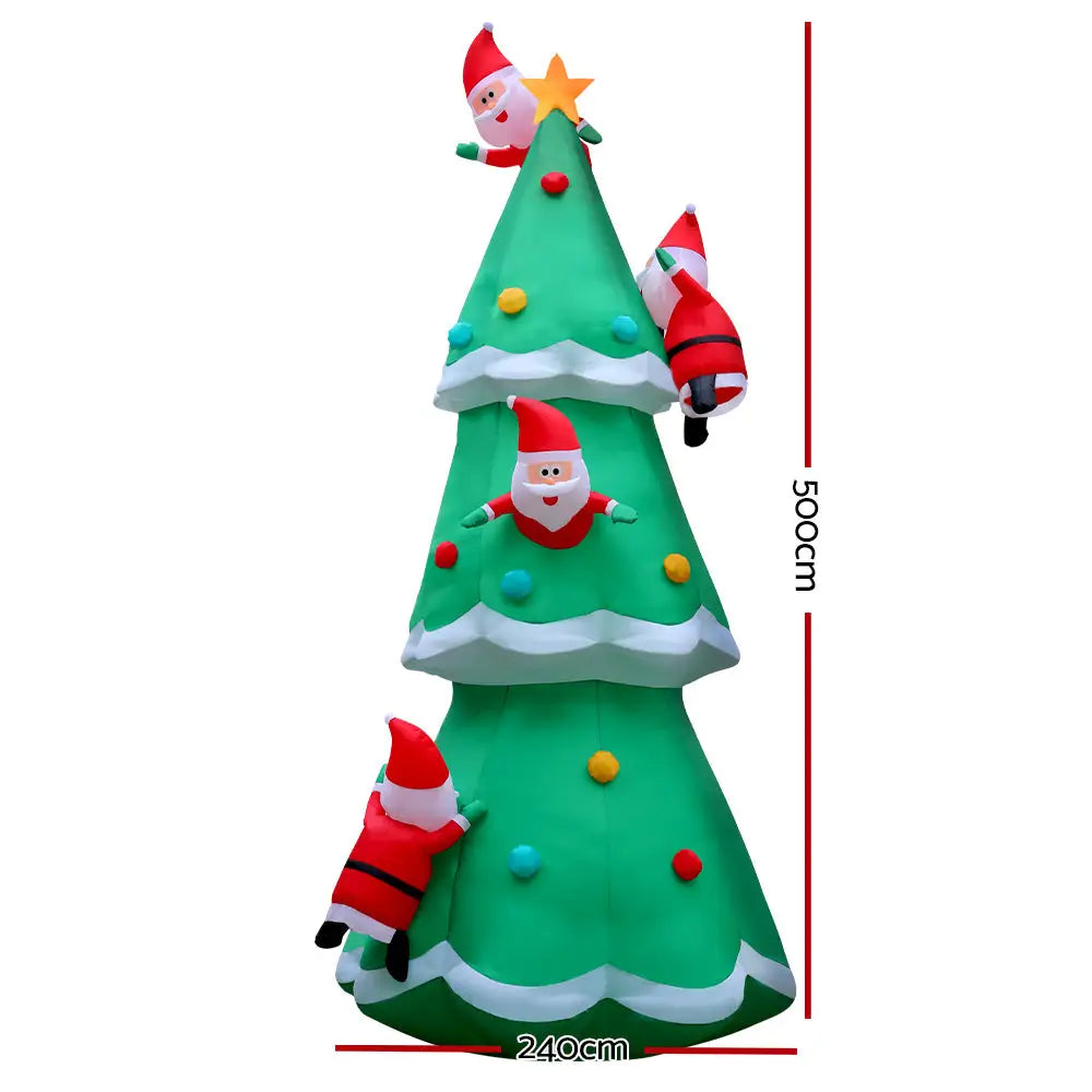 Jingle Jollys Christmas Inflatable Santa Tree 5M Illuminated Decorations - Occasions > Christmas > Christmas Decorations
