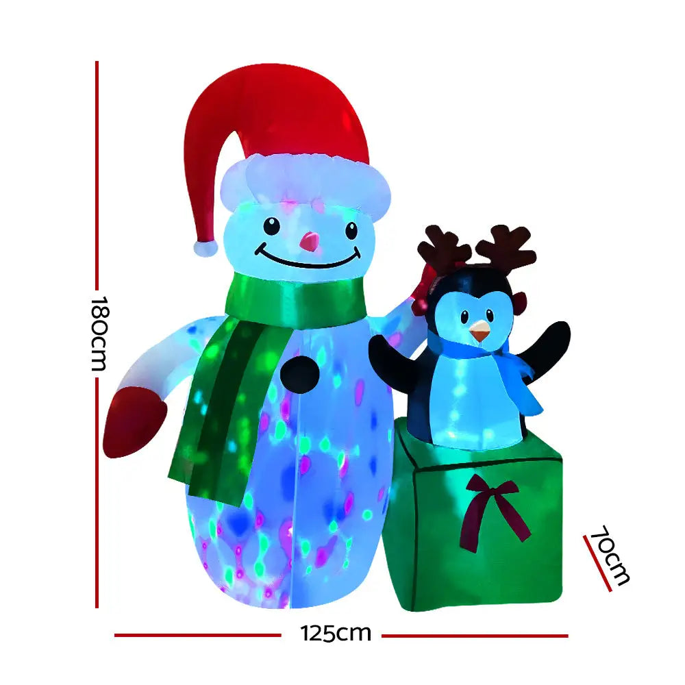 Jingle Jollys Christmas Inflatable Snowman 1.8M Illuminated Decorations - Occasions > Christmas > Christmas Decorations