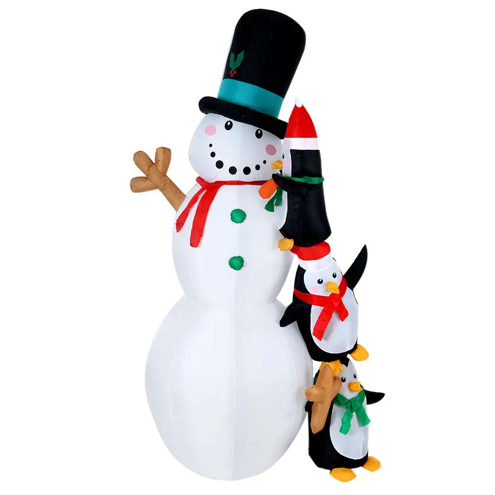 Jingle Jollys Christmas Inflatable Snowman 2.4M Illuminated Decorations - Occasions > Christmas > Christmas Decorations