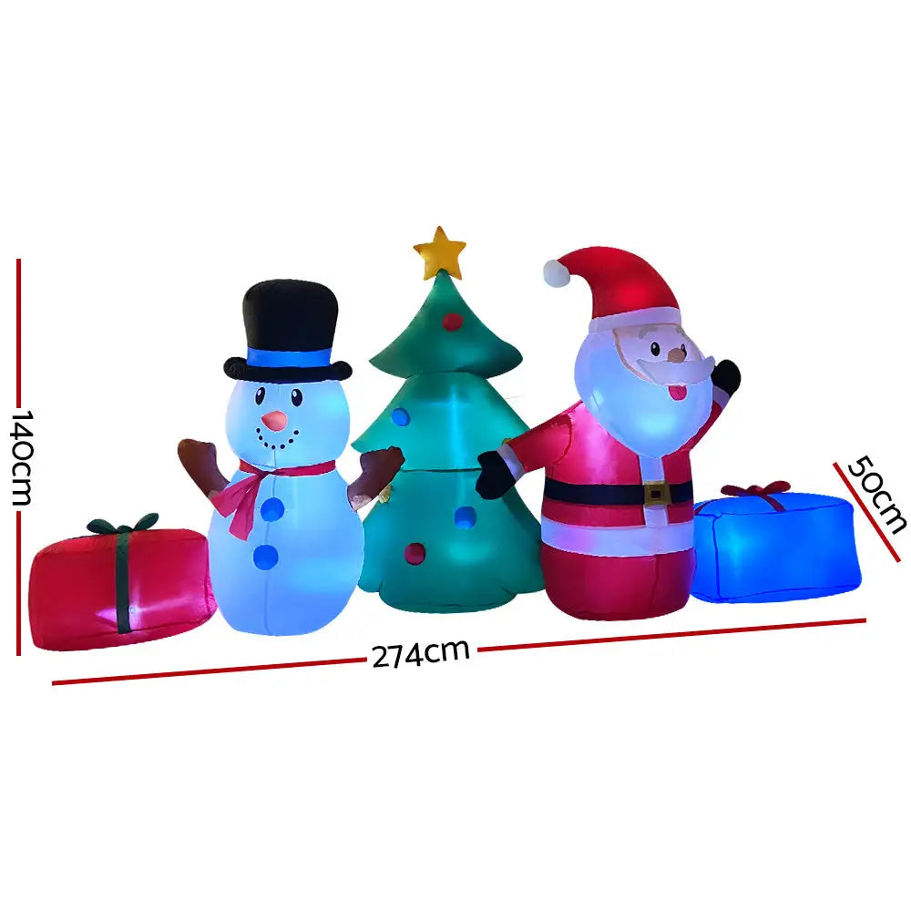 Jingle Jollys Christmas Inflatable Tree Snowman 2.7M Illuminated Decorations - Occasions > Christmas > Christmas