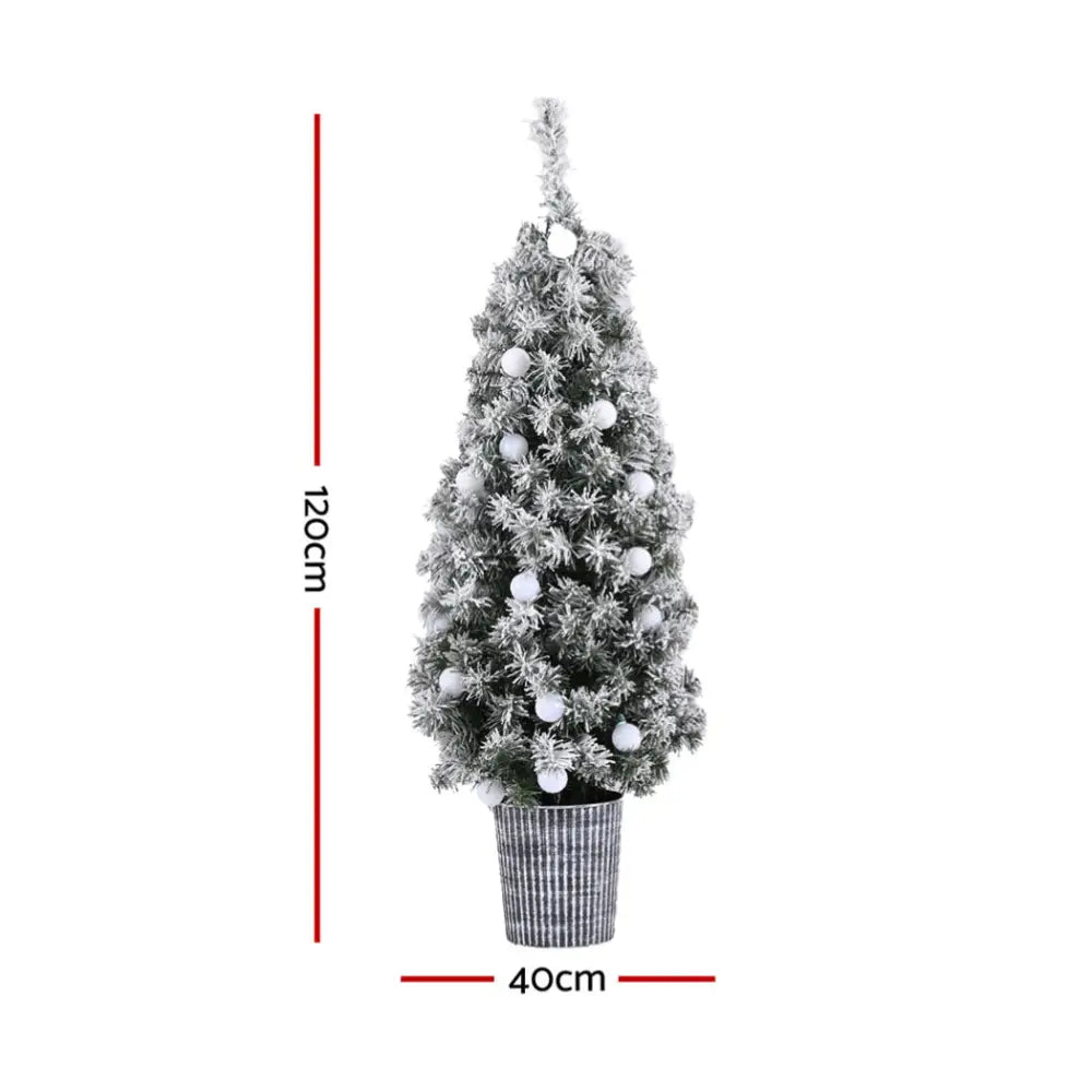 Jingle Jollys Christmas Tree 1.2M Potted Snowy Xmas Tree - Occasions > Christmas > Christmas Trees