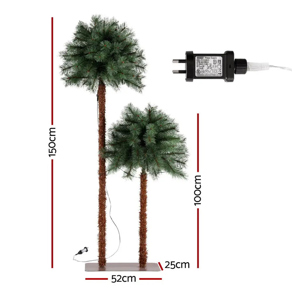Jingle Jollys Christmas Tree 1.5 + 1m LED Xmas Palm Tree Party Decorations 2 in 1 - Occasions > Christmas > Christmas