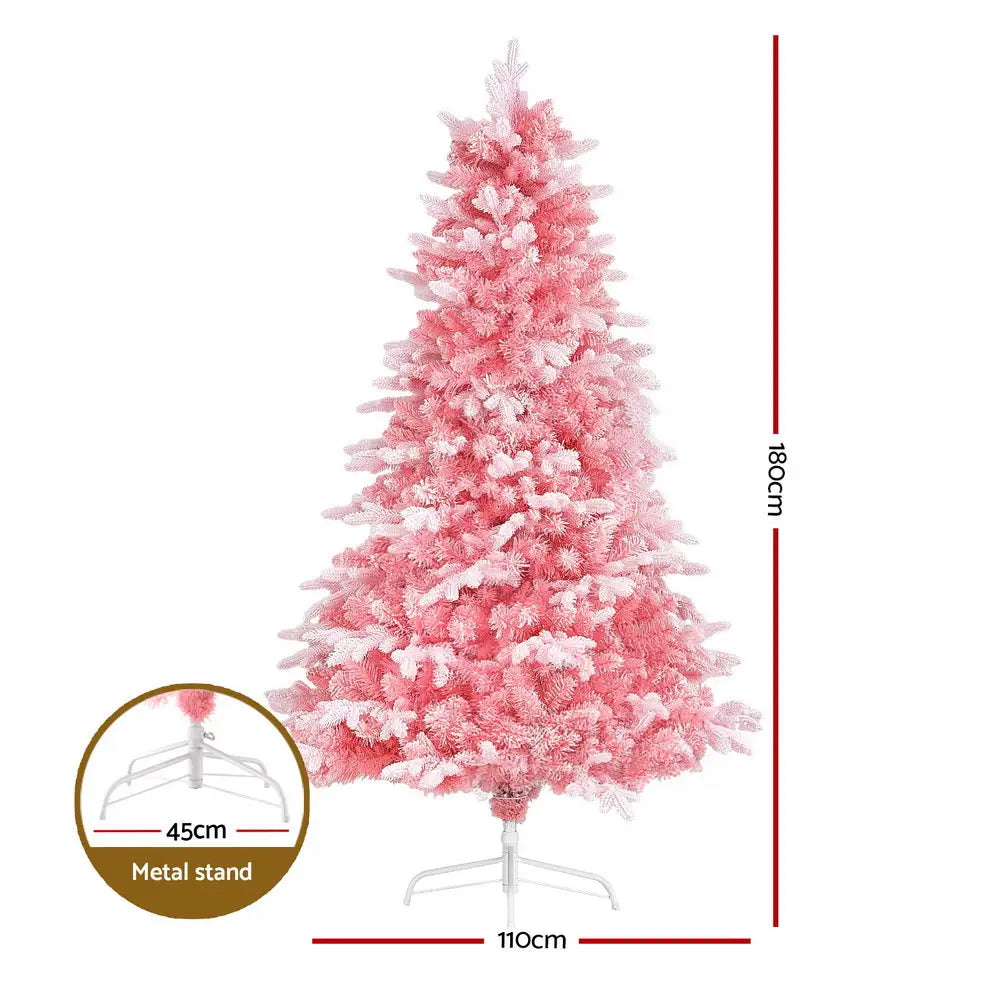 Jingle Jollys Christmas Tree 1.8m Pink Xmas Tree Snowy Party Decor 810 Tips - Occasions > Christmas > Christmas Trees