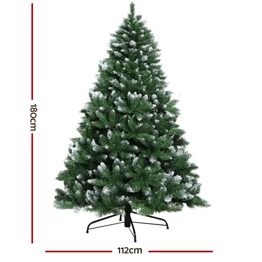 Jingle Jollys Christmas Tree 1.8m Snowy Xmas Tree 650 Tips - Occasions > Christmas > Christmas Trees
