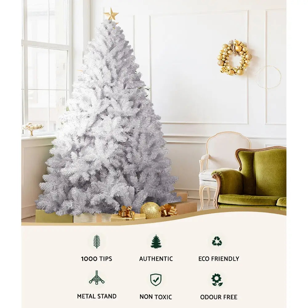 Jingle Jollys Christmas Tree 2.1m 1000 White Tips Xmas Tree - Occasions > Christmas > Christmas Trees