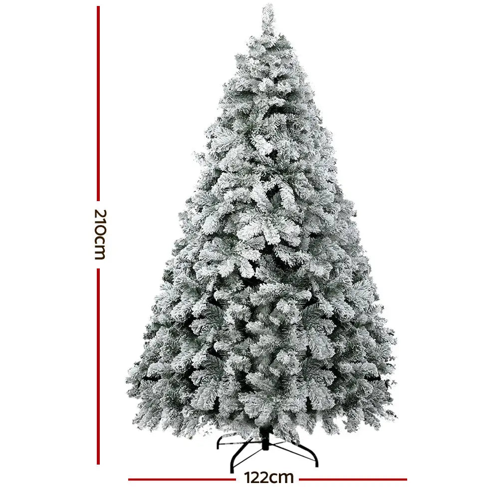 Jingle Jollys Christmas Tree 2.1m Snow Flocked Xmas Tree 780 Tips - Occasions > Christmas > Christmas Trees
