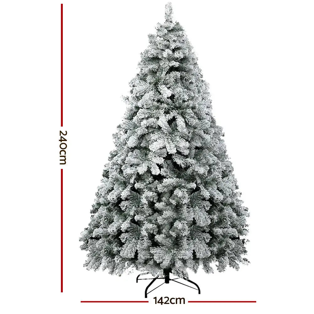 Jingle Jollys Christmas Tree 2.4m Snow Flocked Xmas Tree 1165 Tips - Occasions > Christmas > Christmas Trees