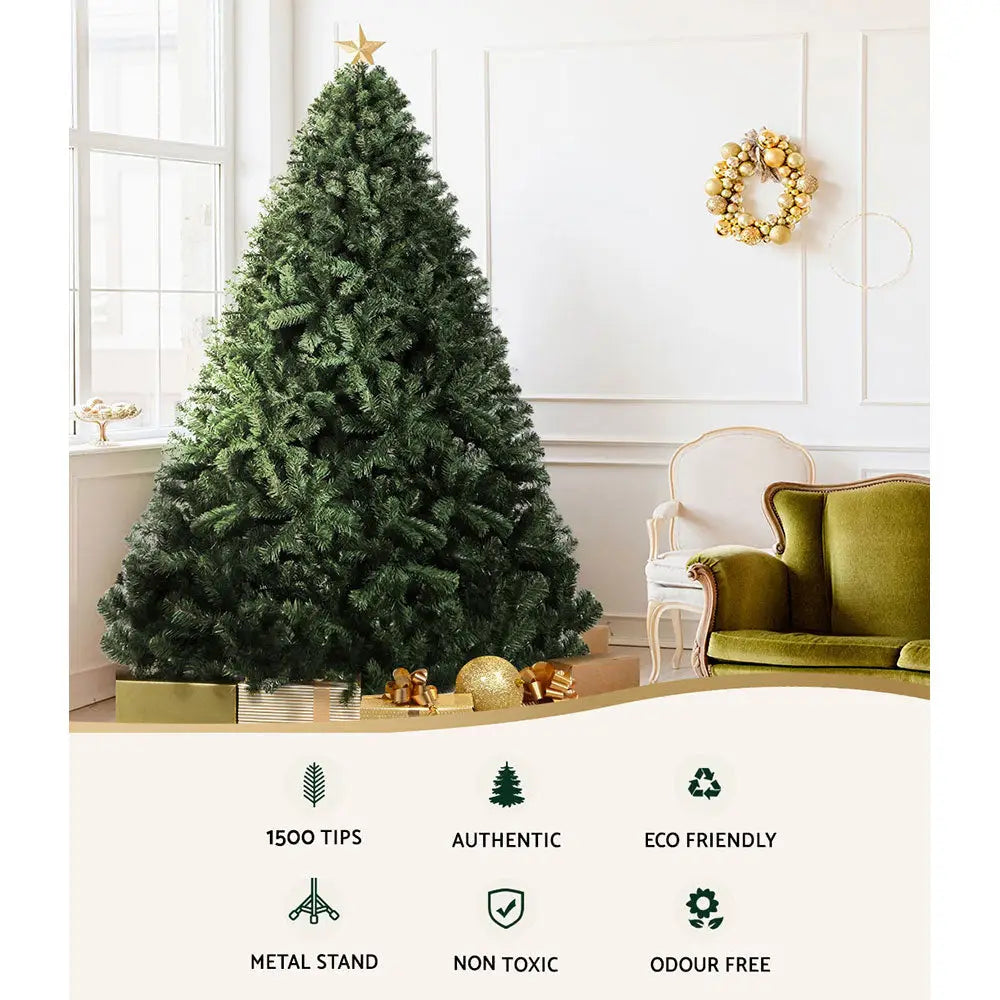 Jingle Jollys Christmas Tree 2.4M Xmas Tree Green 1500 Tips - Occasions > Christmas > Christmas Trees