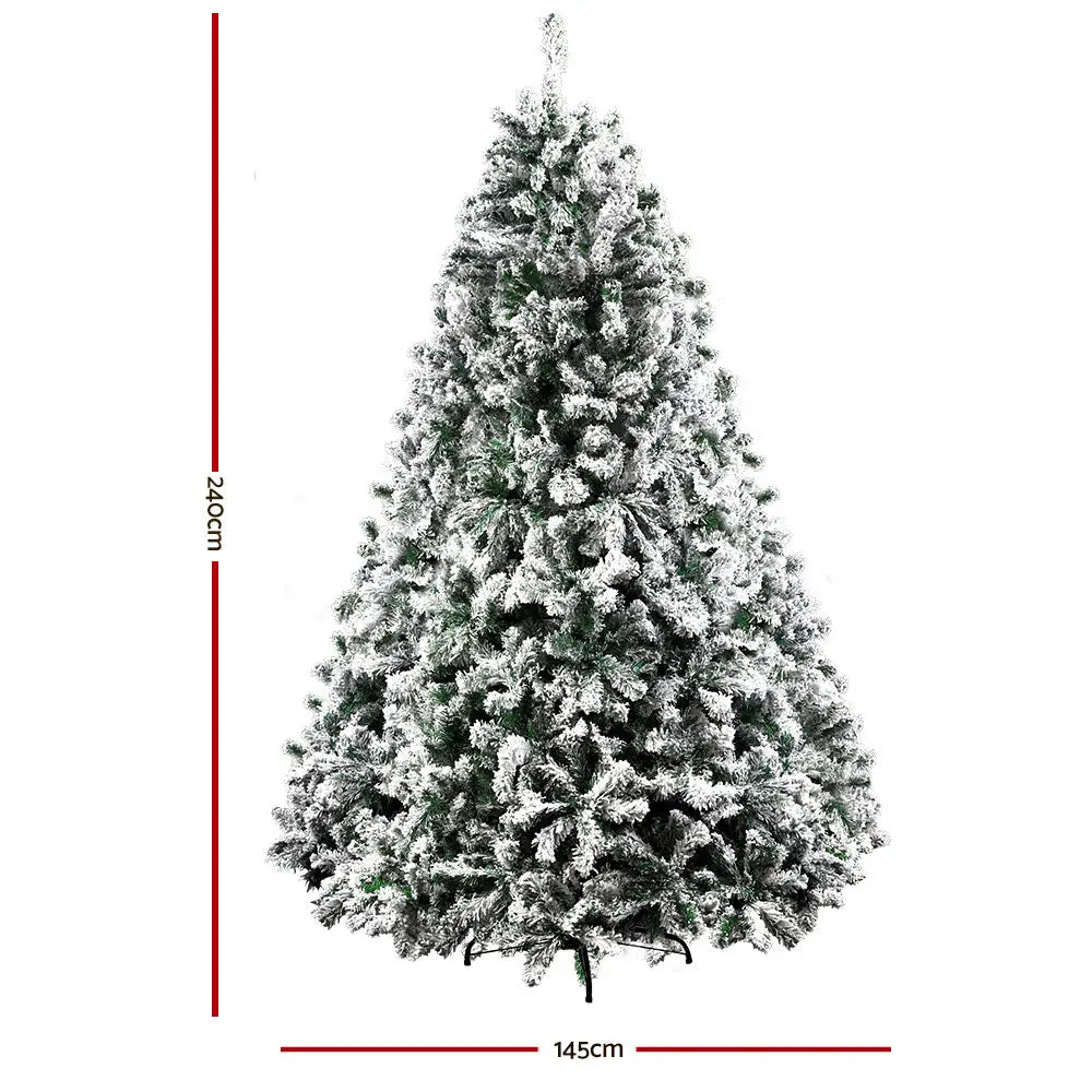 Jingle Jollys Christmas Tree 2.4M Xmas Tree Snow Flocked 1500 Tips - Occasions > Christmas > Christmas Trees