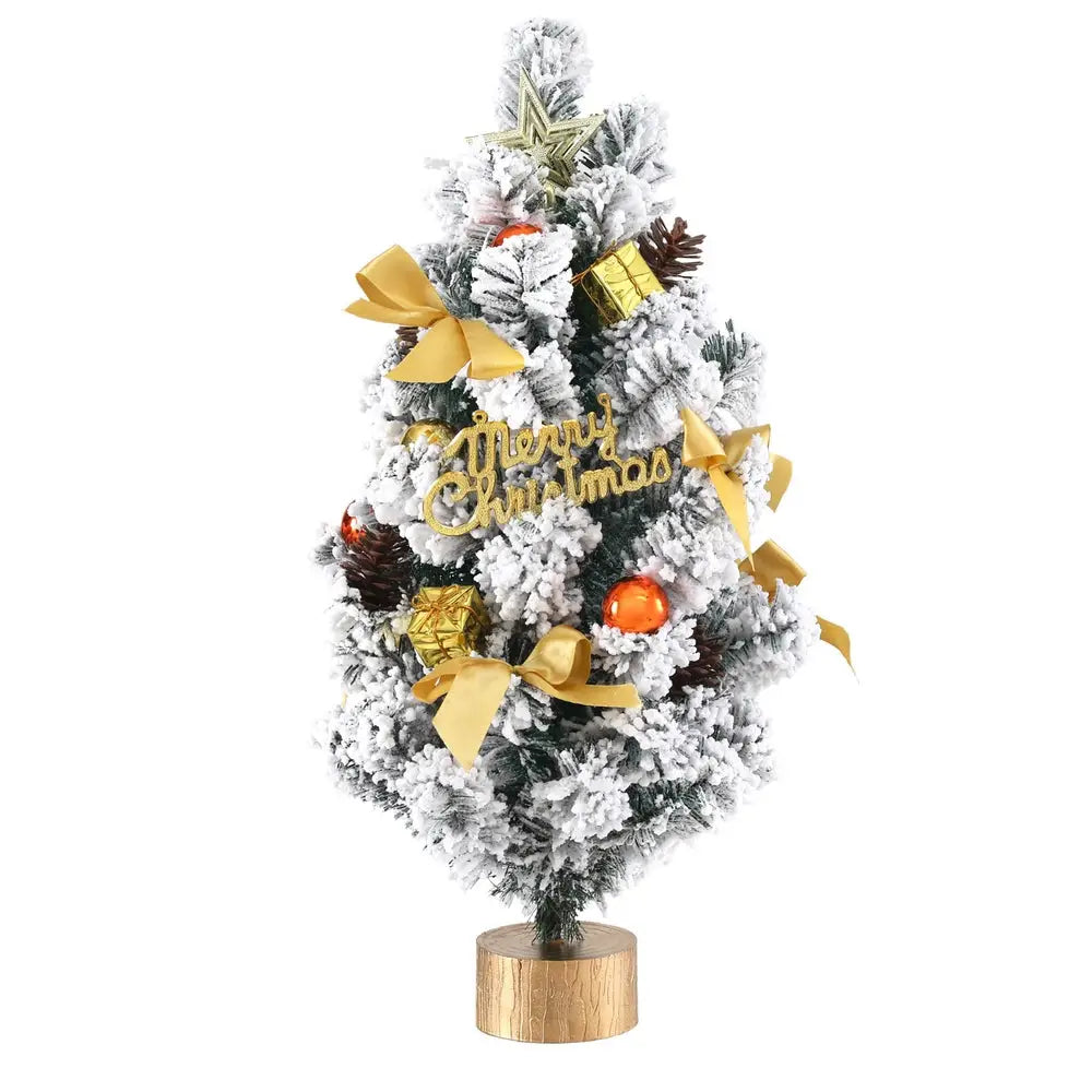 Jingle Jollys Tabletop Christmas Tree 60CM Snowy Xmas Tree Tree Topper Ornaments - Occasions > Christmas > Christmas