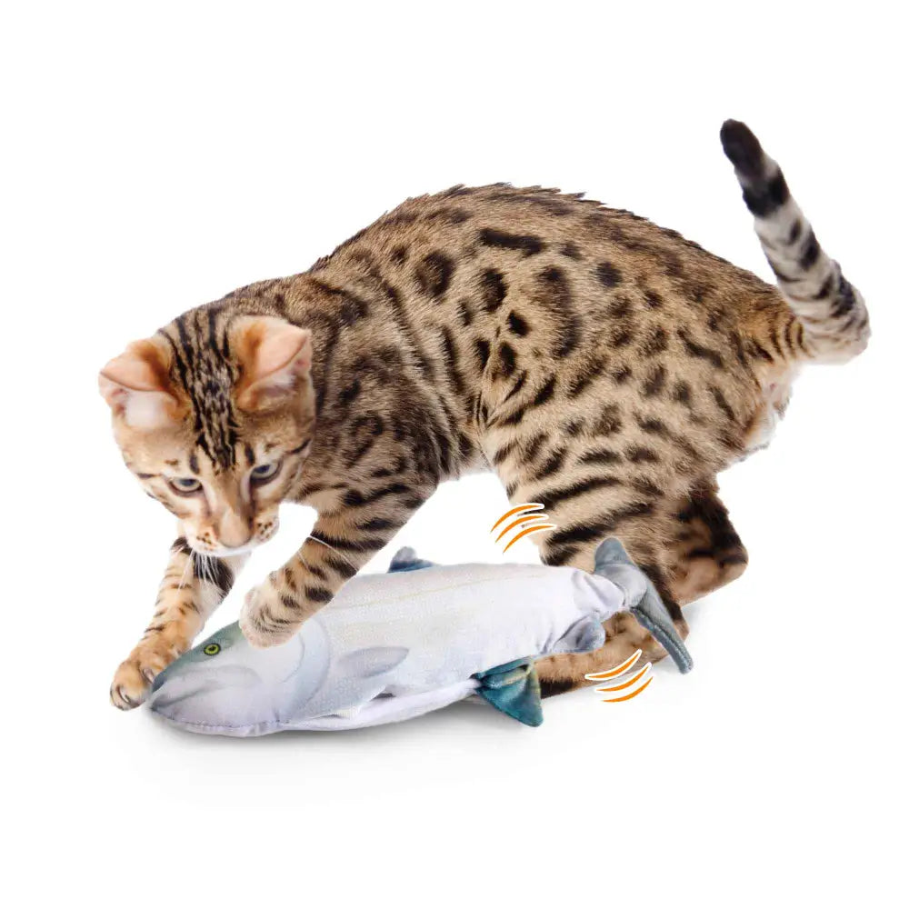 Jittering Sardine Cat Toy Flopping Dancing Fish + Catnip Silvervine Electric USB - Pet Care > Toys > Cat Toys
