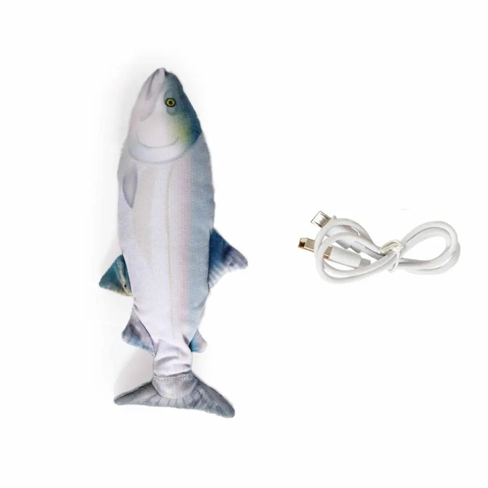 Jittering Sardine Cat Toy Flopping Dancing Fish + Catnip Silvervine Electric USB - Pet Care > Toys > Cat Toys