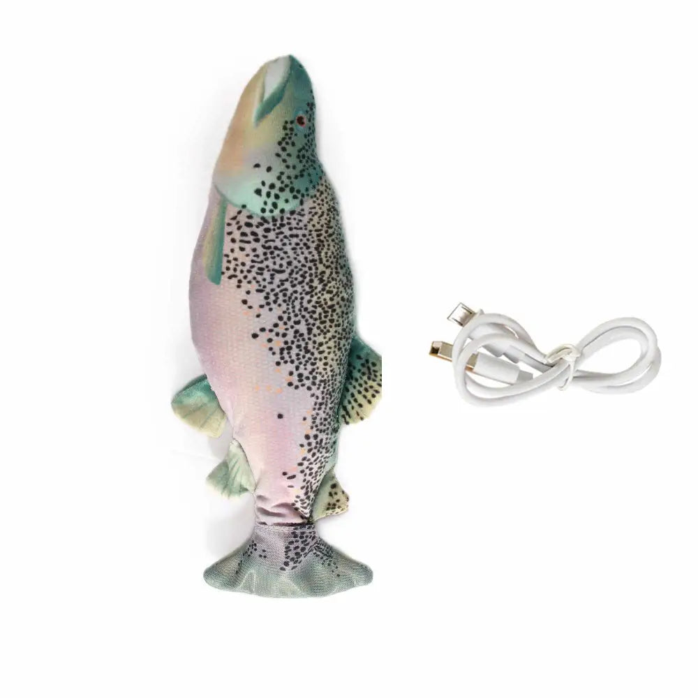 Jittering Trout Cat Toy - Flopping Dancing Fish + Catnip Silvervine Electric USB - Pet Care > Toys > Cat Toys