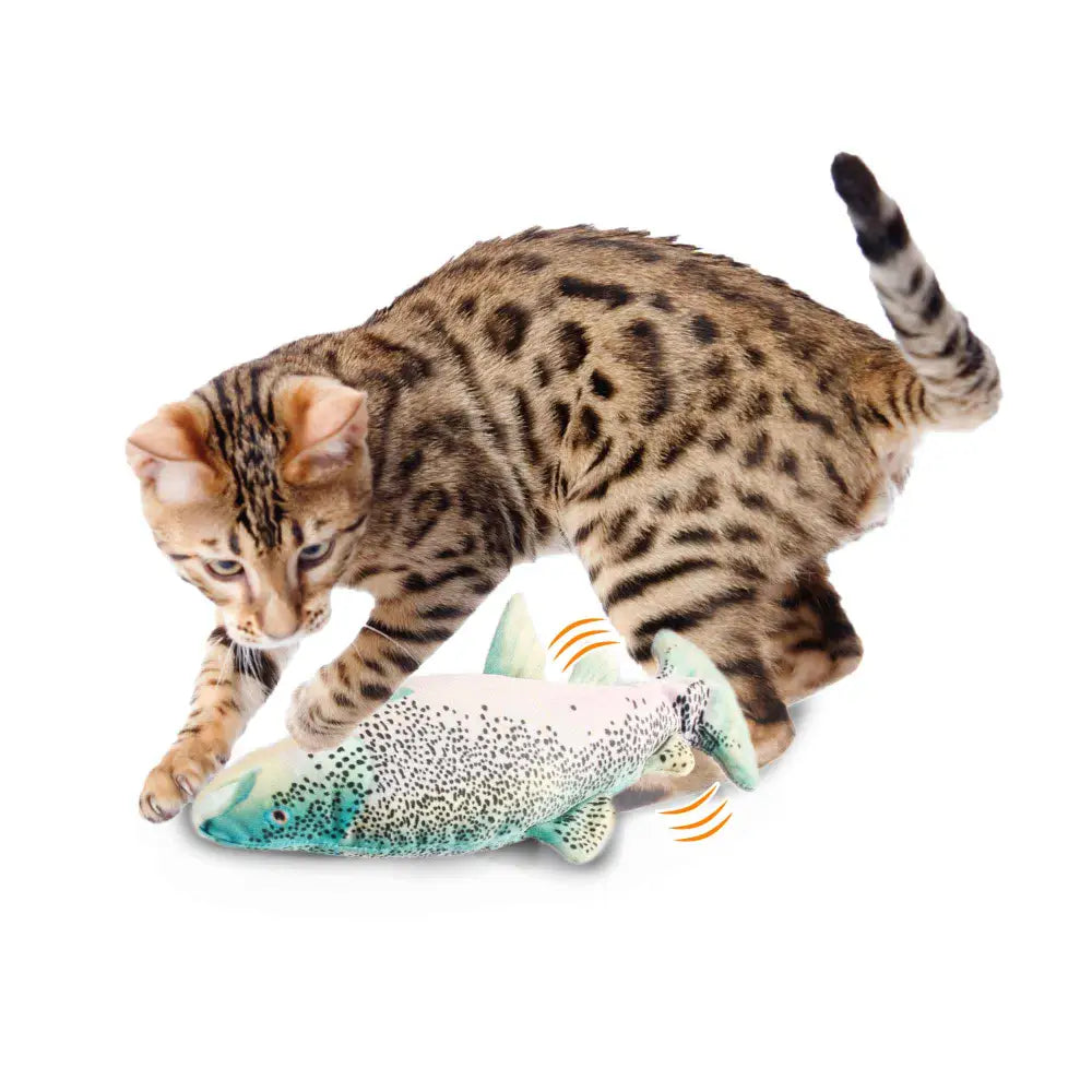 Jittering Trout Cat Toy - Flopping Dancing Fish + Catnip Silvervine Electric USB - Pet Care > Toys > Cat Toys