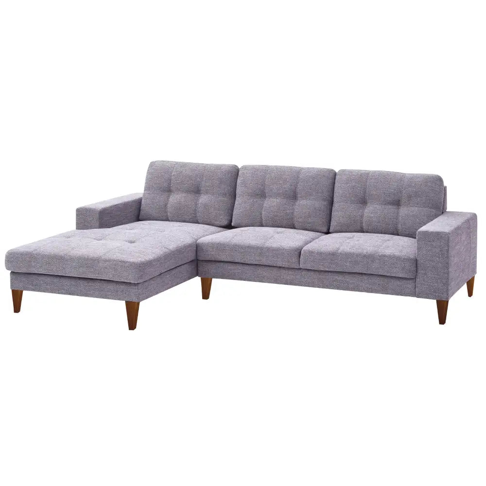 Juliet 2 Seater Sofa Soft Fabric Uplholstered Lounge Couch with LHF Chaise Grey - Furniture > Sofas