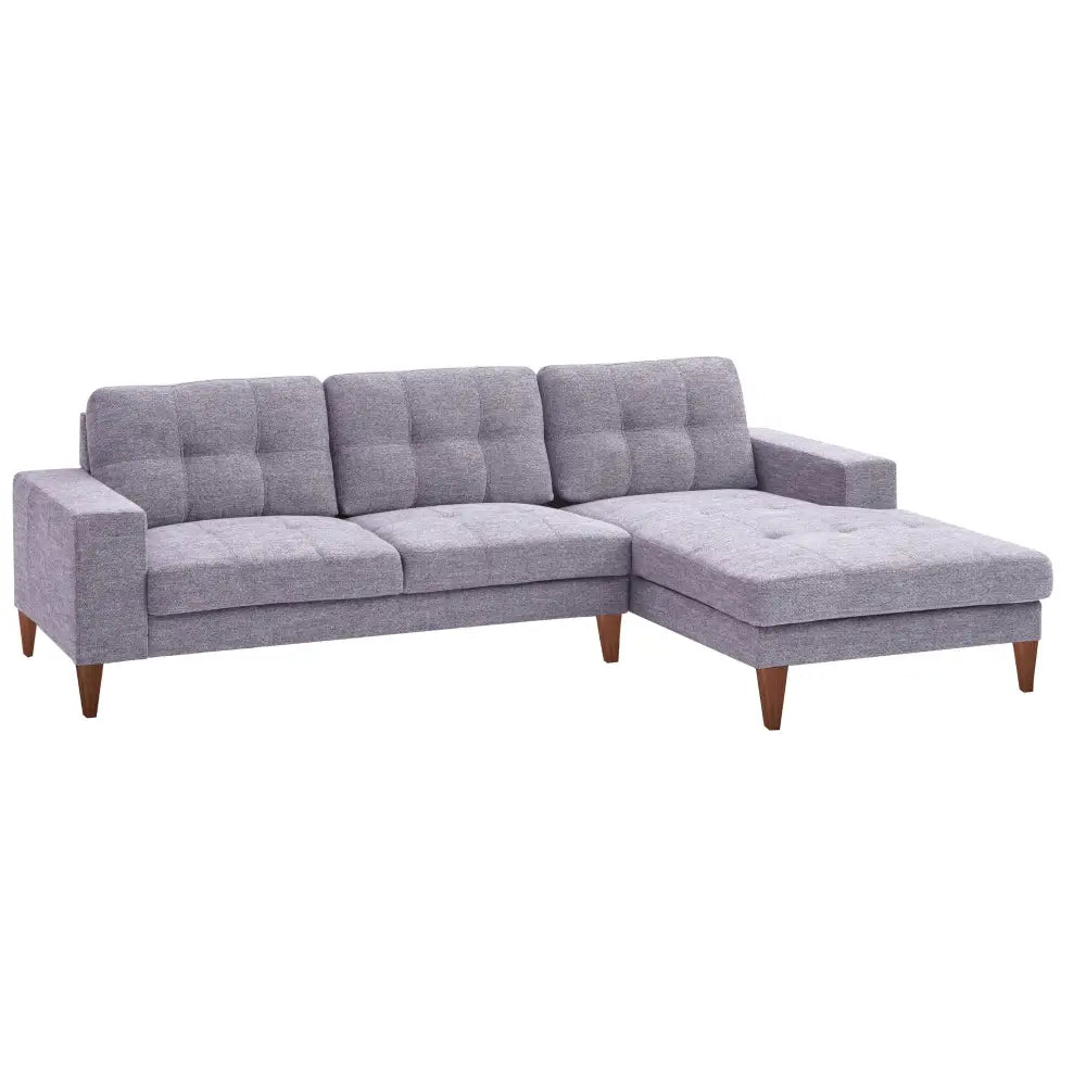 Juliet 2 Seater Sofa Soft Fabric Uplholstered Lounge Couch with RHF Chaise Grey - Furniture > Sofas