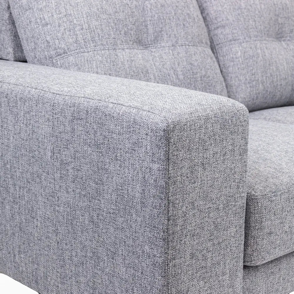 Juliet 2 Seater Sofa Soft Fabric Uplholstered Lounge Couch with RHF Chaise Grey - Furniture > Sofas