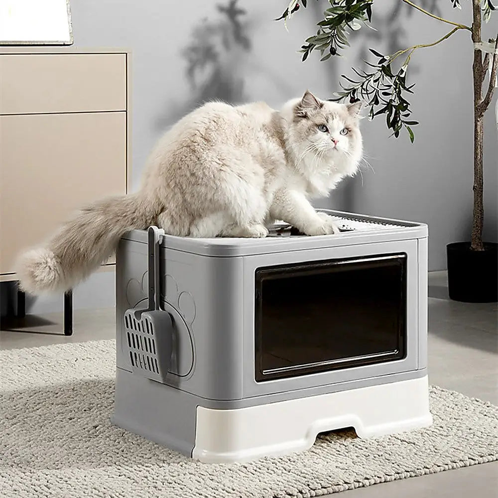 Jumbo Hooded Cat Litter Box Tray Pet Kitty Toilet for Large Cats w Hair Grooming - Pet Care > Cleaning & Maintenance >