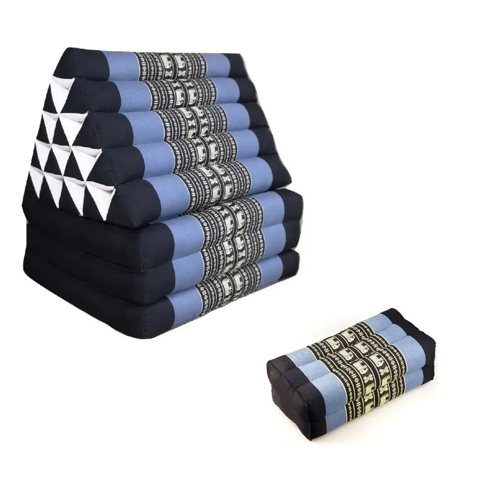 Jumbo Thai Triangle Pillow THREE FOLDS BluEle + Arm/Leg Rest Block - Home & Garden > Decor