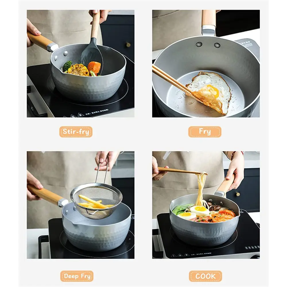 Justcook 20cm Japanese-style Stainless Steel Xueping Pot White Handle - Home & Garden > Kitchenware