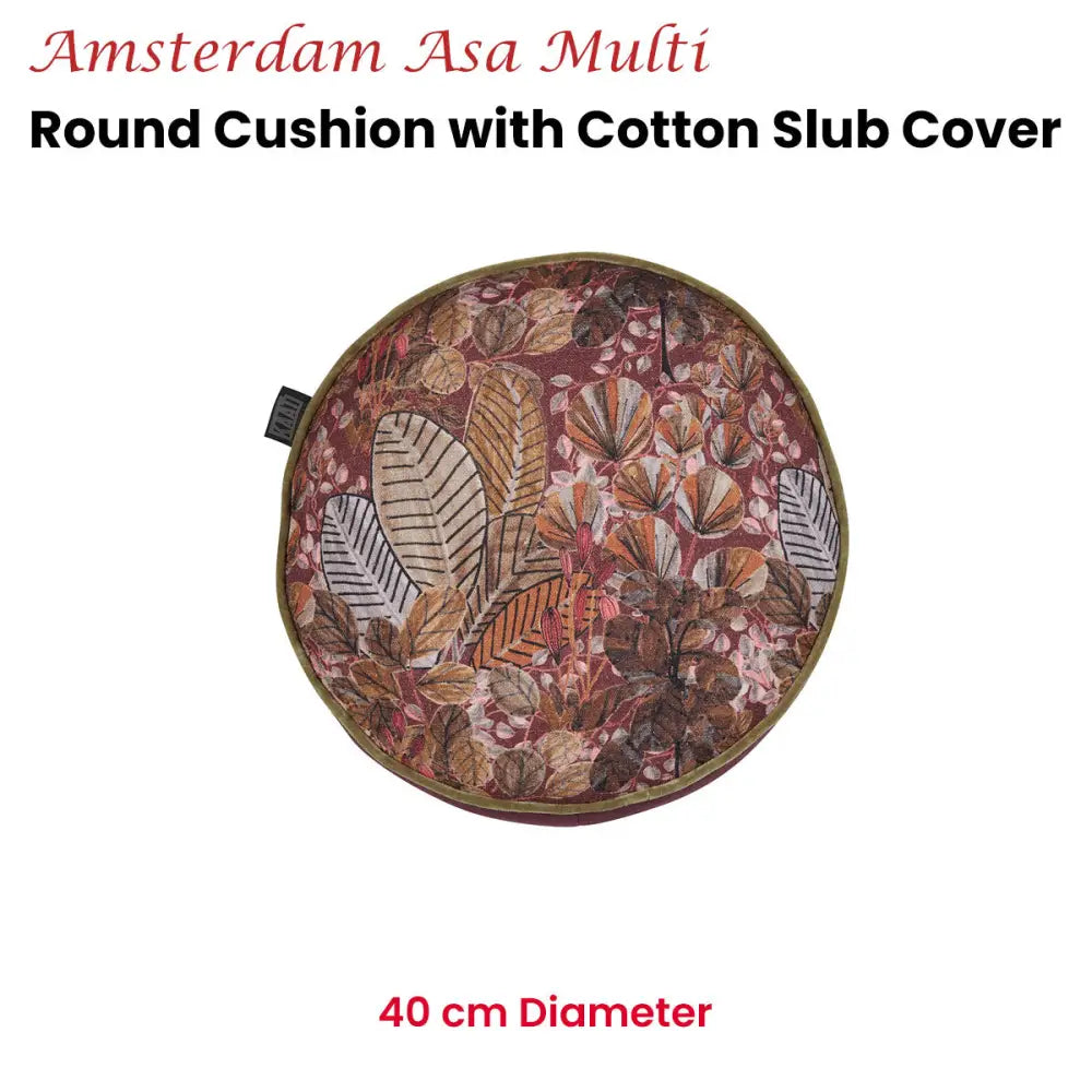 KAAT Amsterdam Asa Multi Botanical Round Filled Cushion 40cm Diameter - Home & Garden > Decor > Cushions & Throws