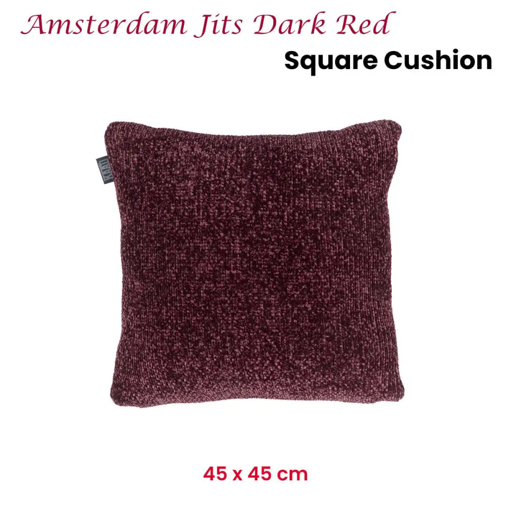 KAAT Amsterdam Jits Dark Red Square Filled Cushion 45cm x 45cm - Home & Garden > Decor > Cushions & Throws