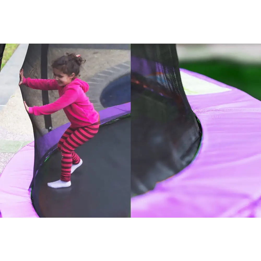 Kahuna 16ft Outdoor Trampoline Kids Children With Safety Enclosure Pad Mat Ladder Basketball Hoop Set - Purple - Baby &