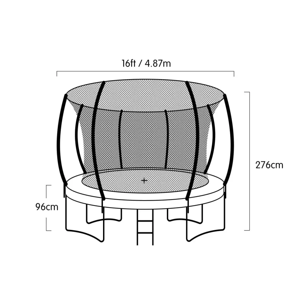 Kahuna 16ft Outdoor Trampoline Kids Children With Safety Enclosure Pad Mat Ladder Basketball Hoop Set - Purple - Baby &