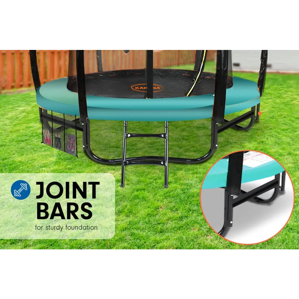 Kahuna 16ft Outdoor Trampoline Kids Children With Safety Enclosure Pad Mat Ladder Basketball Hoop Set - Green - Baby &