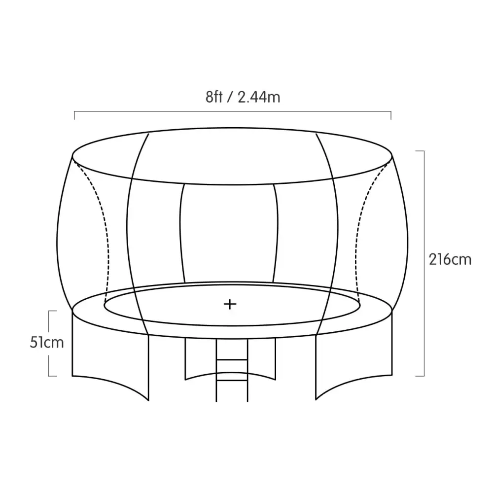 Kahuna 8ft Outdoor Trampoline Kids Children With Safety Enclosure Mat Pad Net Ladder Basketball Hoop Set - Pink - Baby