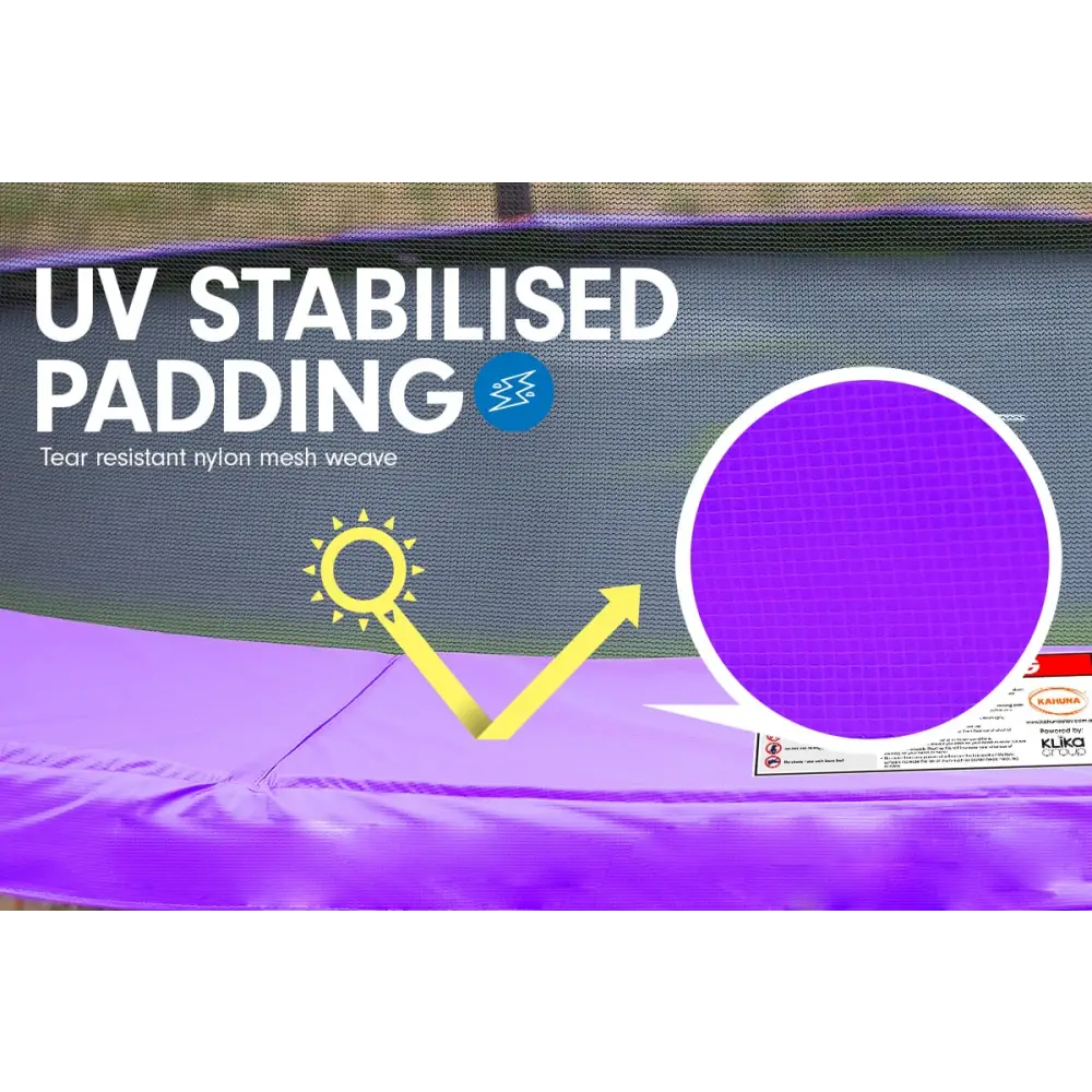 Kahuna 8ft Outdoor Trampoline Kids Children With Safety Enclosure Mat Pad Net Ladder Basketball Hoop Set - Purple