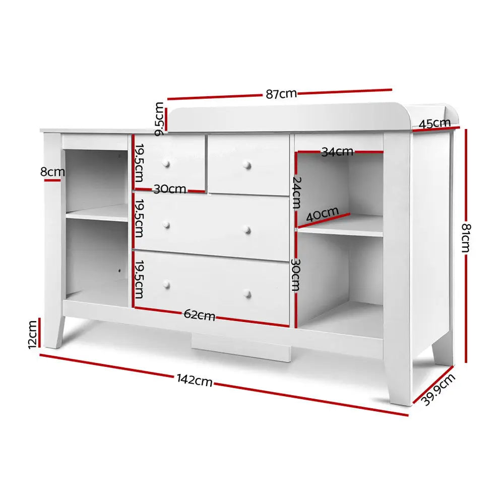 Keezi Baby Changing Table Diaper Station Drawers Chest Nursery Furniture - Baby & Kids > Kid’s Furniture