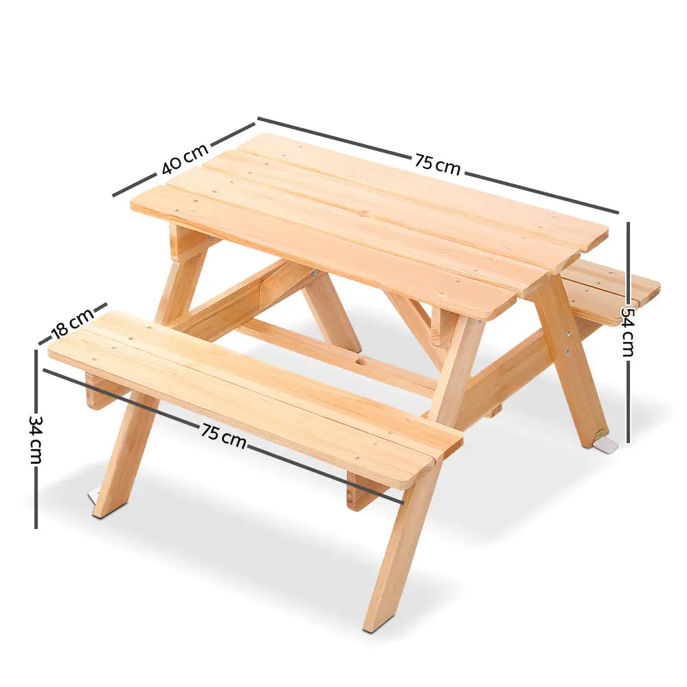 Keezi Kids Outdoor Table and Chairs Picnic Bench Set Children Wooden - Baby & Kids > Kid’s Furniture