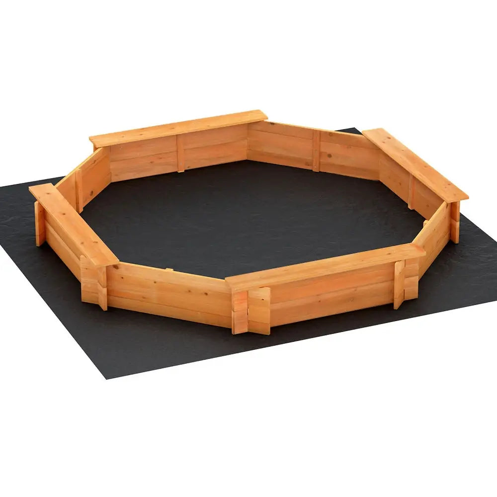 Keezi Kids Sandpit Wooden Round Sand Pit with Cover Bench Seat Beach Toys 182cm - Baby & Kids > Baby & Kid’s Toys >