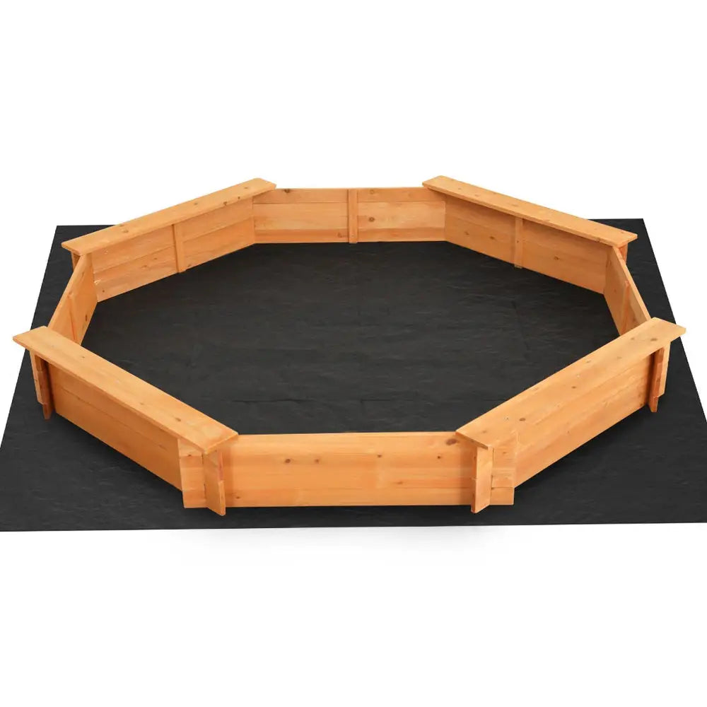 Keezi Kids Sandpit Wooden Round Sand Pit with Cover Bench Seat Beach Toys 182cm - Baby & Kids > Baby & Kid’s Toys >