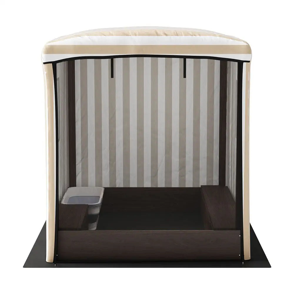 Keezi Kids Sandpit Wooden Sandbox Sand Pit with Canopy Window Water Basin 120cm - Baby & Kids > Baby & Kid’s Toys >