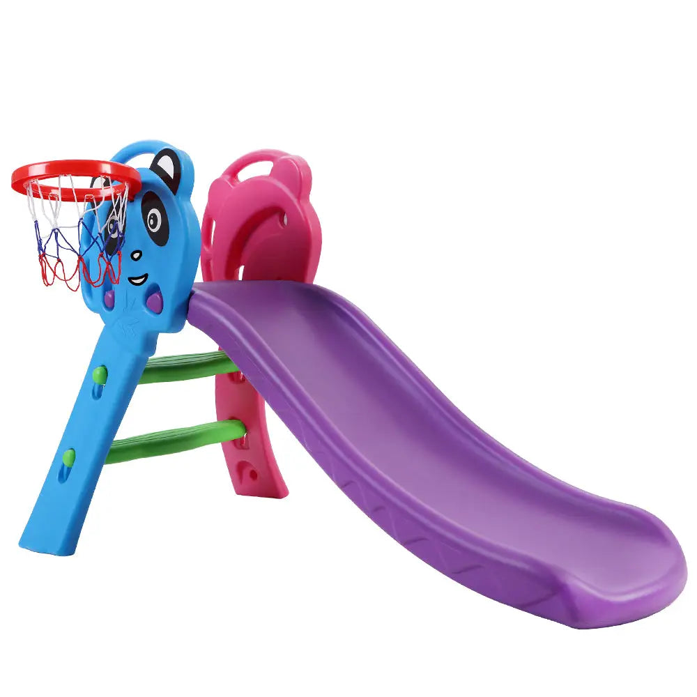 Keezi Kids Slide Set Basketball Hoop Indoor Outdoor Playground Toys 100cm Blue - Baby & Kids > Baby & Kid’s Toys >