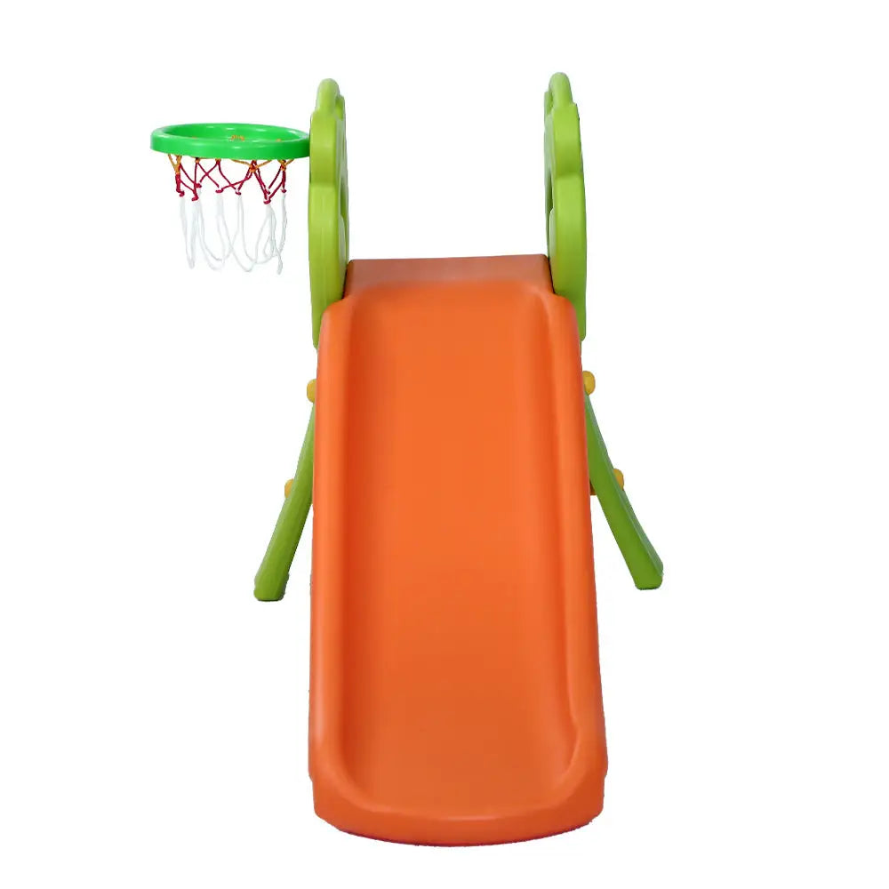 Keezi Kids Slide Set Basketball Hoop Indoor Outdoor Playground Toys 100cm Orange - Baby & Kids > Baby & Kid’s Toys >
