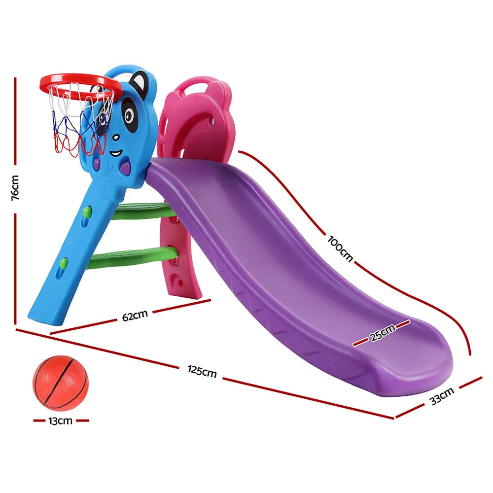 Keezi Kids Slide Set Basketball Hoop Indoor Outdoor Playground Toys 100cm Blue - Baby & Kids > Baby & Kid’s Toys >