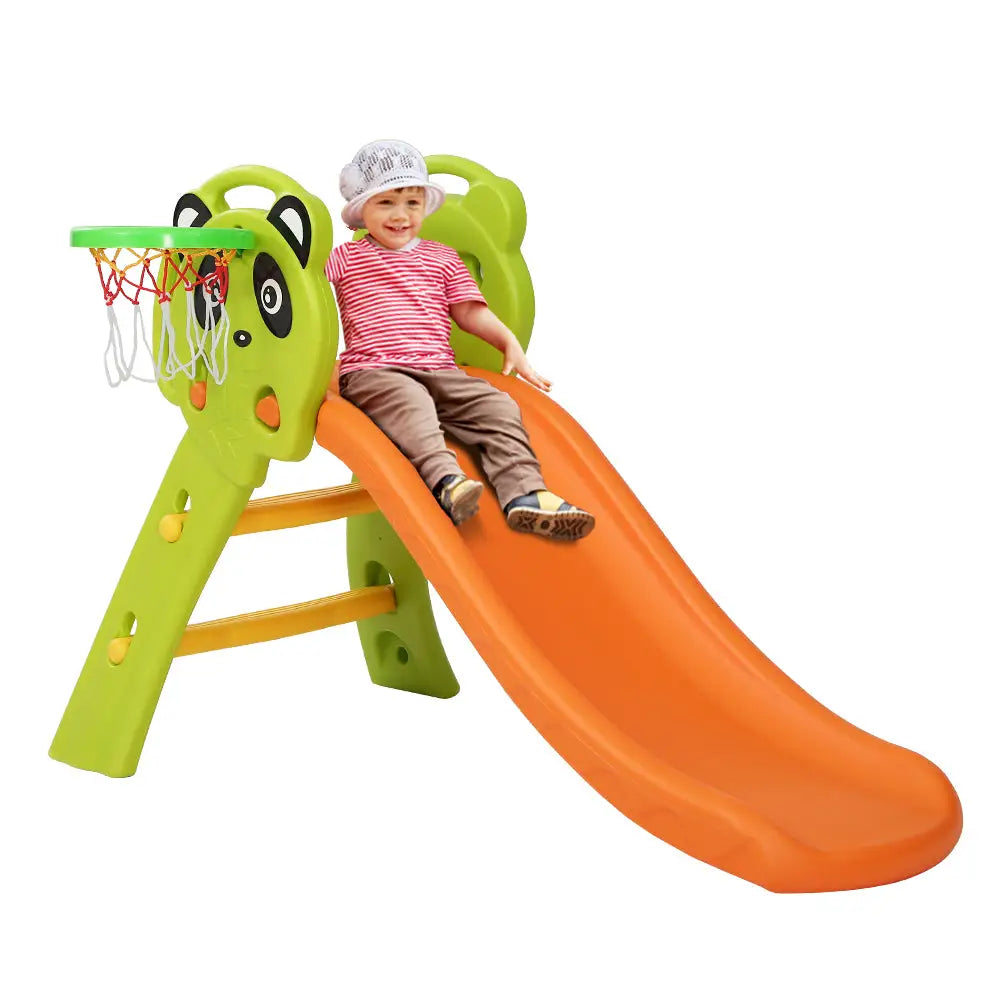 Keezi Kids Slide Set Basketball Hoop Indoor Outdoor Playground Toys 100cm Orange - Baby & Kids > Baby & Kid’s Toys >
